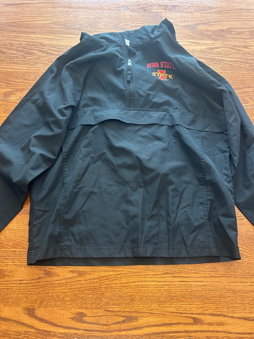 Champion Black Pullover Jacket with Red and Yellow Team Accents